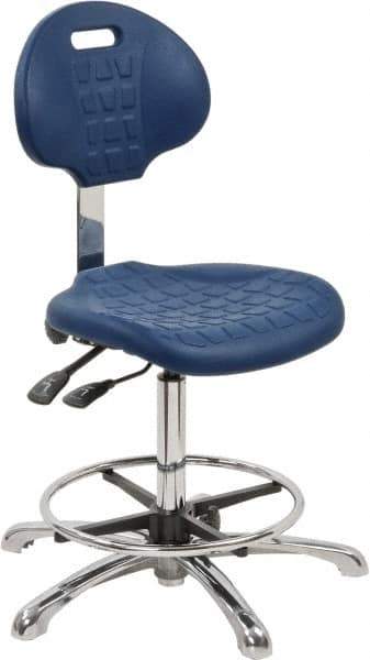 Bevco - Adjustable Chair - 18" Wide x 17-1/4" Deep, Polyurethane Seat, Blue - Exact Tool & Supply