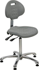 Bevco - Adjustable Chair - 18" Wide x 17-1/4" Deep, Polyurethane Seat, Gray - Exact Tool & Supply