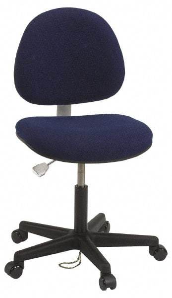 Bevco - ESD Swivel Chair with Back Rest - 18" Wide x 18" Deep, Conductive Cloth Seat, Navy Blue - Exact Tool & Supply