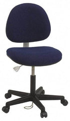 Bevco - ESD Swivel Chair with Back Rest - 18" Wide x 18" Deep, Conductive Cloth Seat, Navy Blue - Exact Tool & Supply