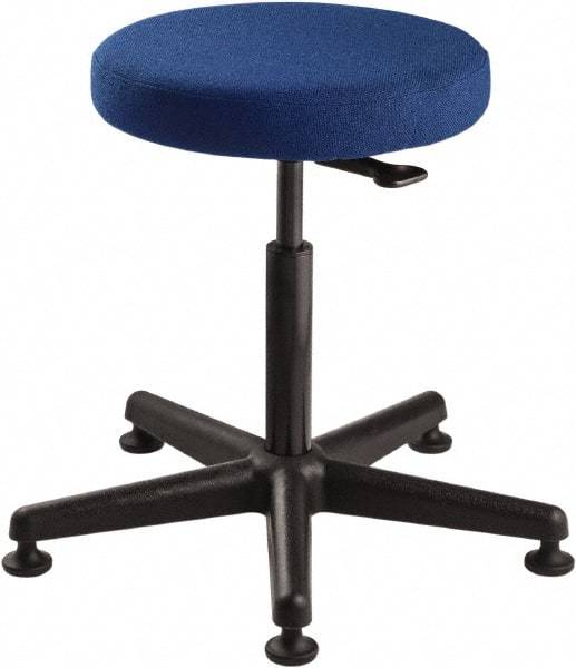 Bevco - 15" Wide x 15" Deep x 24 to 34" High, Reinforced Plastic Base, Adjustable Seat Stool - Fabric Seat, Blue - Exact Tool & Supply