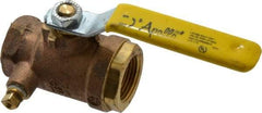 Conbraco - 3/4" Pipe, Bronze, Straight with Side Tap, Gas Ball Valve - 250 psi WOG Rating, Lever Handle, FNPT x FNPT End Connections, 2 Piece - Exact Tool & Supply