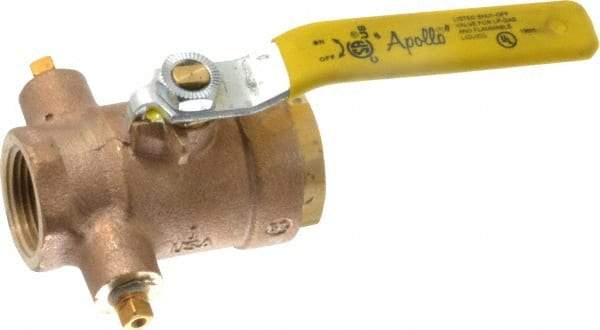 Conbraco - 1" Pipe, Bronze, Straight with Side Tap, Gas Ball Valve - 250 psi WOG Rating, Lever Handle, FNPT x FNPT End Connections, 2 Piece - Exact Tool & Supply