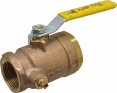 Conbraco - 1-1/4" Pipe, Bronze, Straight with Side Tap, Gas Ball Valve - 250 psi WOG Rating, Lever Handle, FNPT x FNPT End Connections, 2 Piece - Exact Tool & Supply