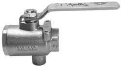 Apollo - 2-1/2" Pipe, Full Port, Bronze Standard Ball Valve - 2 Piece, Inline - One Way Flow, FNPT x FNPT Ends, Lever Handle, 125 WOG - Exact Tool & Supply