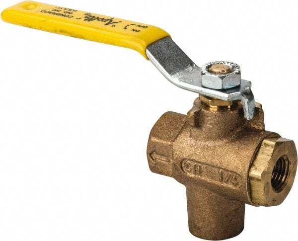Apollo - 1/4" Pipe, Full Port, Bronze Standard Ball Valve - 2 Piece, Inline - One Way Flow, FNPT x FNPT Ends, Lever Handle, 125 WOG - Exact Tool & Supply