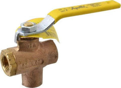 Apollo - 3/8" Pipe, Full Port, Bronze Standard Ball Valve - 2 Piece, Inline - One Way Flow, FNPT x FNPT Ends, Lever Handle, 125 WOG - Exact Tool & Supply