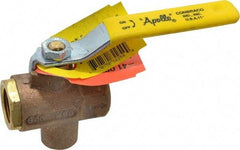 Apollo - 1/2" Pipe, Full Port, Bronze Standard Ball Valve - 2 Piece, Inline - One Way Flow, FNPT x FNPT Ends, Lever Handle, 125 WOG - Exact Tool & Supply
