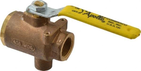 Apollo - 3/4" Pipe, Full Port, Bronze Standard Ball Valve - 2 Piece, Inline - One Way Flow, FNPT x FNPT Ends, Lever Handle, 125 WOG - Exact Tool & Supply