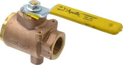 Apollo - 1" Pipe, Full Port, Bronze Standard Ball Valve - 2 Piece, Inline - One Way Flow, FNPT x FNPT Ends, Lever Handle, 125 WOG - Exact Tool & Supply