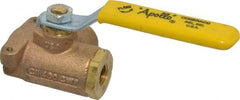 Apollo - 1/4" Pipe, Standard Port, Bronze Standard Ball Valve - Three Way, FNPT x FNPT x FNPT Ends, Lever Handle, 400 WOG - Exact Tool & Supply