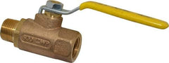 Apollo - 1/2" Pipe, Standard Port, Bronze Standard Ball Valve - 2 Piece, Inline - One Way Flow, MNPT x FNPT Ends, Lever Handle, 600 WOG, 150 WSP - Exact Tool & Supply