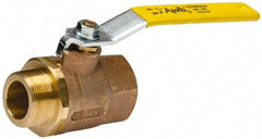 Apollo - 1-1/2" Pipe, Standard Port, Bronze Standard Ball Valve - 2 Piece, Inline - One Way Flow, MNPT x FNPT Ends, Lever Handle, 600 WOG, 150 WSP - Exact Tool & Supply