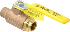 Apollo - 1/2" Pipe, Standard Port, Bronze Standard Ball Valve - Three Way, Soldered x Soldered Ends, Lever Handle, 400 WOG - Exact Tool & Supply