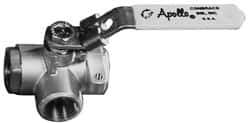 Apollo - 3-1/8" Pipe, Full Port, Brass UL Listed Ball Valve - Inline - Two Way Flow, Tube O.D. x Tube O.D. Ends, Cap Handle, 500 WOG - Exact Tool & Supply