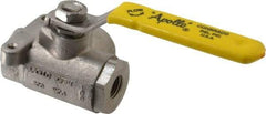 Apollo - 1/4" Pipe, Standard Port, Stainless Steel Standard Ball Valve - 2 Piece, Three Way, FNPT x FNPT Ends, Lever Handle, 800 WOG - Exact Tool & Supply