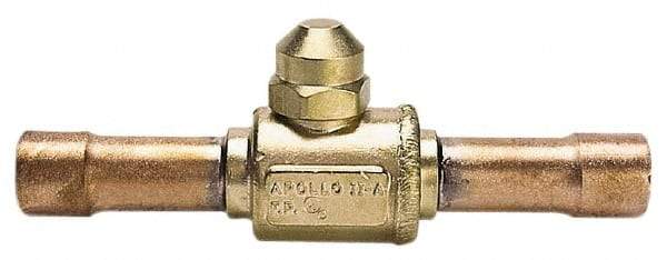 Apollo - 7/8" Pipe, Full Port, Brass UL Listed Ball Valve - Inline - Two Way Flow, Tube O.D. x Tube O.D. Ends, Cap Handle, 500 WOG - Exact Tool & Supply