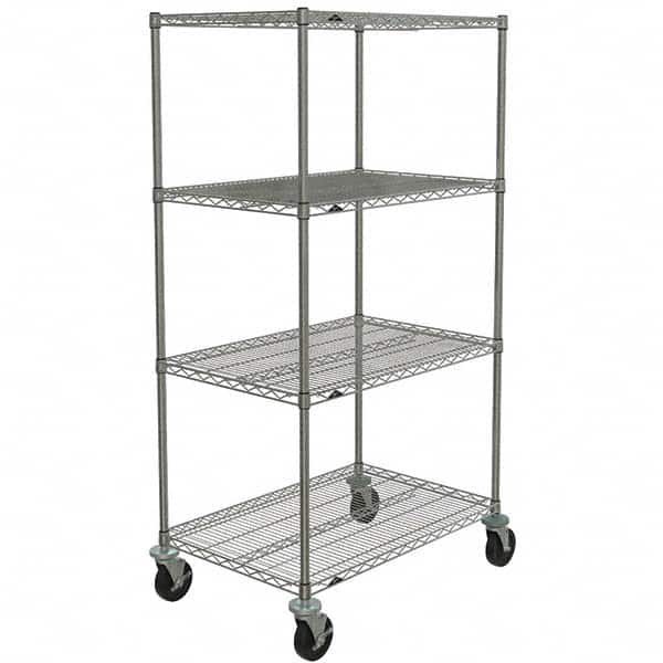 Metro - 600 Lb Capacity 4 Shelf Mobile Wire Shelving Unit - Add-On Unit - Exact Tool & Supply