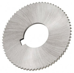 Made in USA - 2-1/4" Diam x 0.014" Blade Thickness x 5/8" Arbor Hole Diam, 60 Tooth Slitting and Slotting Saw - Arbor Connection, Right Hand, Uncoated, High Speed Steel, Concave Ground, Contains Keyway - Exact Tool & Supply