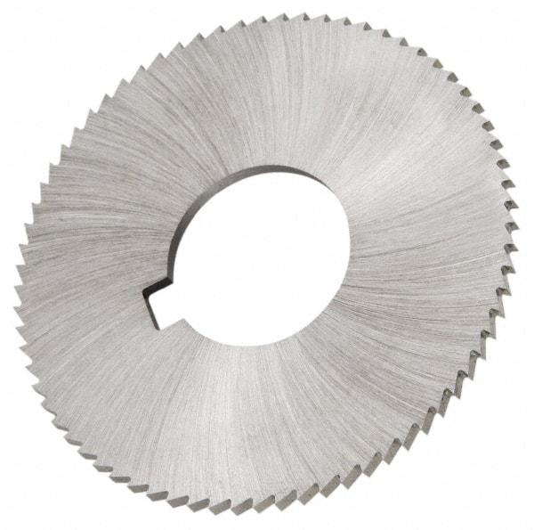 Made in USA - 1-3/4" Diam x 0.016" Blade Thickness x 5/8" Arbor Hole Diam, 132 Tooth Slitting and Slotting Saw - Arbor Connection, Right Hand, Uncoated, High Speed Steel, Concave Ground, Contains Keyway - Exact Tool & Supply