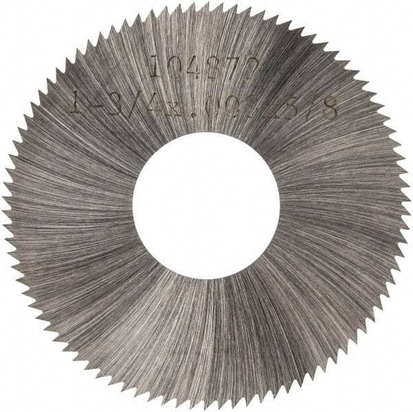 Made in USA - 1-3/4" Diam x 0.008" Blade Thickness x 5/8" Arbor Hole Diam, 90 Tooth Slitting and Slotting Saw - Arbor Connection, Right Hand, Uncoated, High Speed Steel, Concave Ground, Contains Keyway - Exact Tool & Supply