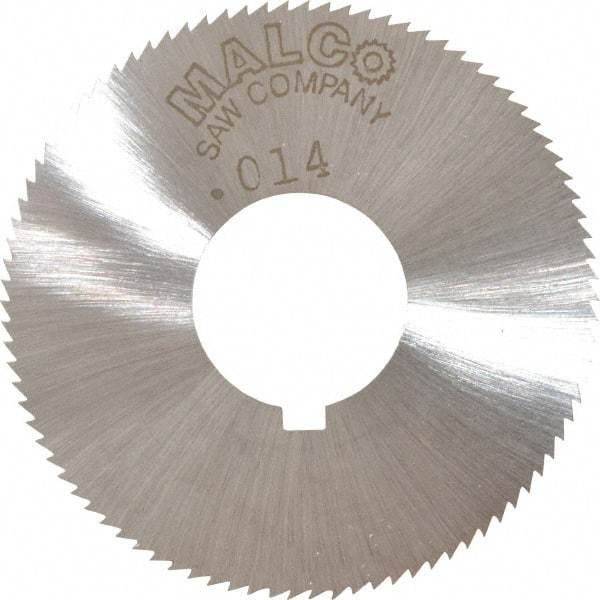 Made in USA - 1-3/4" Diam x 0.014" Blade Thickness x 5/8" Arbor Hole Diam, 90 Tooth Slitting and Slotting Saw - Arbor Connection, Right Hand, Uncoated, High Speed Steel, Concave Ground, Contains Keyway - Exact Tool & Supply