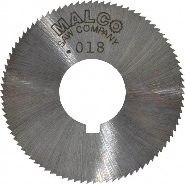 Made in USA - 1-3/4" Diam x 0.018" Blade Thickness x 5/8" Arbor Hole Diam, 90 Tooth Slitting and Slotting Saw - Arbor Connection, Right Hand, Uncoated, High Speed Steel, Concave Ground, Contains Keyway - Exact Tool & Supply