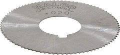Made in USA - 1-3/4" Diam x 0.02" Blade Thickness x 5/8" Arbor Hole Diam, 90 Tooth Slitting and Slotting Saw - Arbor Connection, Right Hand, Uncoated, High Speed Steel, Concave Ground, Contains Keyway - Exact Tool & Supply