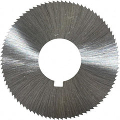 Made in USA - 1-3/4" Diam x 0.023" Blade Thickness x 5/8" Arbor Hole Diam, 90 Tooth Slitting and Slotting Saw - Arbor Connection, Right Hand, Uncoated, High Speed Steel, Concave Ground, Contains Keyway - Exact Tool & Supply