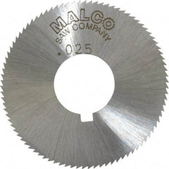Made in USA - 1-3/4" Diam x 0.025" Blade Thickness x 5/8" Arbor Hole Diam, 90 Tooth Slitting and Slotting Saw - Arbor Connection, Right Hand, Uncoated, High Speed Steel, Concave Ground, Contains Keyway - Exact Tool & Supply