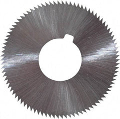 Made in USA - 1-3/4" Diam x 0.032" Blade Thickness x 5/8" Arbor Hole Diam, 90 Tooth Slitting and Slotting Saw - Arbor Connection, Right Hand, Uncoated, High Speed Steel, Concave Ground, Contains Keyway - Exact Tool & Supply