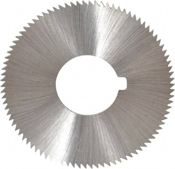 Made in USA - 1-3/4" Diam x 0.036" Blade Thickness x 5/8" Arbor Hole Diam, 90 Tooth Slitting and Slotting Saw - Arbor Connection, Right Hand, Uncoated, High Speed Steel, Concave Ground, Contains Keyway - Exact Tool & Supply