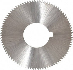 Made in USA - 1-3/4" Diam x 0.036" Blade Thickness x 5/8" Arbor Hole Diam, 90 Tooth Slitting and Slotting Saw - Arbor Connection, Right Hand, Uncoated, High Speed Steel, Concave Ground, Contains Keyway - Exact Tool & Supply