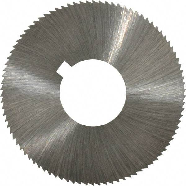 Made in USA - 1-3/4" Diam x 0.045" Blade Thickness x 5/8" Arbor Hole Diam, 90 Tooth Slitting and Slotting Saw - Arbor Connection, Right Hand, Uncoated, High Speed Steel, Concave Ground, Contains Keyway - Exact Tool & Supply