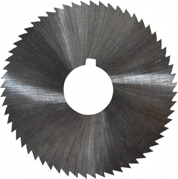 Made in USA - 2-1/4" Diam x 0.012" Blade Thickness x 5/8" Arbor Hole Diam, 60 Tooth Slitting and Slotting Saw - Arbor Connection, Right Hand, Uncoated, High Speed Steel, Concave Ground, Contains Keyway - Exact Tool & Supply