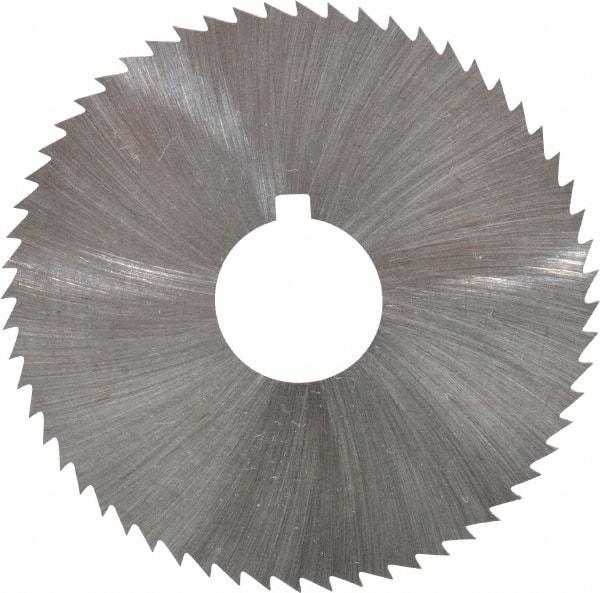 Made in USA - 2-1/4" Diam x 0.016" Blade Thickness x 5/8" Arbor Hole Diam, 60 Tooth Slitting and Slotting Saw - Arbor Connection, Right Hand, Uncoated, High Speed Steel, Concave Ground, Contains Keyway - Exact Tool & Supply
