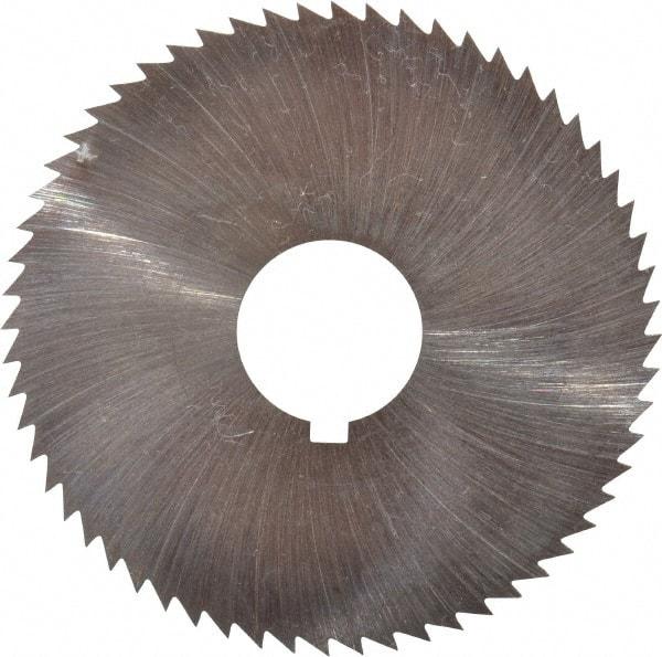 Made in USA - 2-1/4" Diam x 0.018" Blade Thickness x 5/8" Arbor Hole Diam, 60 Tooth Slitting and Slotting Saw - Arbor Connection, Right Hand, Uncoated, High Speed Steel, Concave Ground, Contains Keyway - Exact Tool & Supply