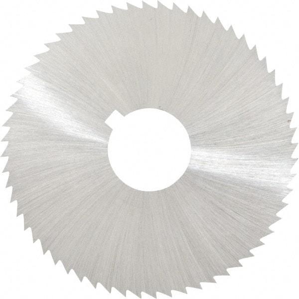 Made in USA - 2-1/4" Diam x 0.02" Blade Thickness x 5/8" Arbor Hole Diam, 60 Tooth Slitting and Slotting Saw - Arbor Connection, Right Hand, Uncoated, High Speed Steel, Concave Ground, Contains Keyway - Exact Tool & Supply