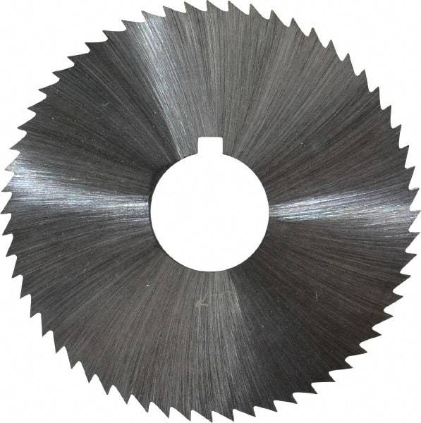 Made in USA - 2-1/4" Diam x 0.023" Blade Thickness x 5/8" Arbor Hole Diam, 60 Tooth Slitting and Slotting Saw - Arbor Connection, Right Hand, Uncoated, High Speed Steel, Concave Ground, Contains Keyway - Exact Tool & Supply