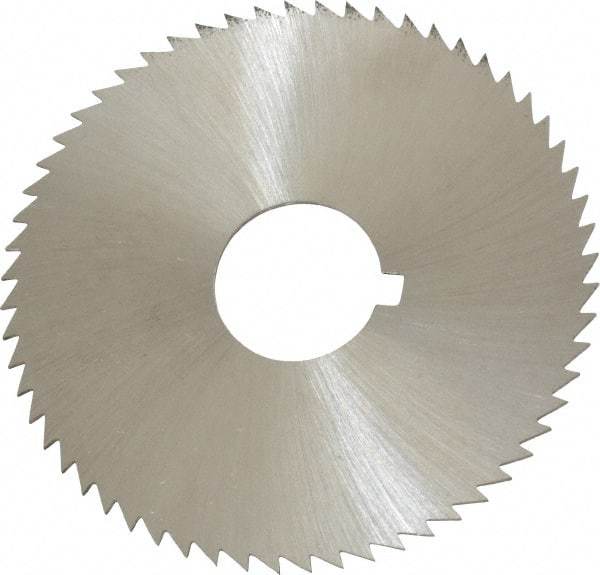 Made in USA - 2-1/4" Diam x 0.032" Blade Thickness x 5/8" Arbor Hole Diam, 60 Tooth Slitting and Slotting Saw - Arbor Connection, Right Hand, Uncoated, High Speed Steel, Concave Ground, Contains Keyway - Exact Tool & Supply