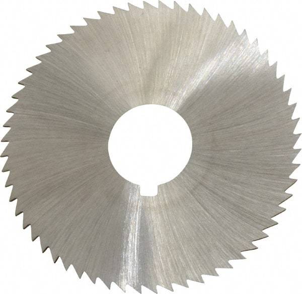 Made in USA - 2-1/4" Diam x 0.036" Blade Thickness x 5/8" Arbor Hole Diam, 60 Tooth Slitting and Slotting Saw - Arbor Connection, Right Hand, Uncoated, High Speed Steel, Concave Ground, Contains Keyway - Exact Tool & Supply