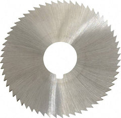 Made in USA - 2-1/4" Diam x 0.036" Blade Thickness x 5/8" Arbor Hole Diam, 60 Tooth Slitting and Slotting Saw - Arbor Connection, Right Hand, Uncoated, High Speed Steel, Concave Ground, Contains Keyway - Exact Tool & Supply