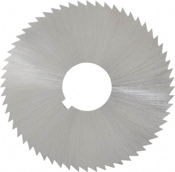 Made in USA - 2-1/4" Diam x 0.051" Blade Thickness x 5/8" Arbor Hole Diam, 60 Tooth Slitting and Slotting Saw - Arbor Connection, Right Hand, Uncoated, High Speed Steel, Concave Ground, Contains Keyway - Exact Tool & Supply