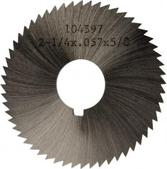 Made in USA - 2-1/4" Diam x 0.057" Blade Thickness x 5/8" Arbor Hole Diam, 60 Tooth Slitting and Slotting Saw - Arbor Connection, Right Hand, Uncoated, High Speed Steel, Concave Ground, Contains Keyway - Exact Tool & Supply