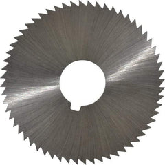 Made in USA - 2-1/4" Diam x 0.064" Blade Thickness x 5/8" Arbor Hole Diam, 60 Tooth Slitting and Slotting Saw - Arbor Connection, Right Hand, Uncoated, High Speed Steel, Concave Ground, Contains Keyway - Exact Tool & Supply