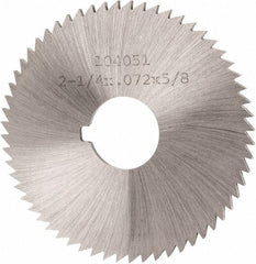Made in USA - 2-1/4" Diam x 0.072" Blade Thickness x 5/8" Arbor Hole Diam, 60 Tooth Slitting and Slotting Saw - Arbor Connection, Right Hand, Uncoated, High Speed Steel, Concave Ground, Contains Keyway - Exact Tool & Supply