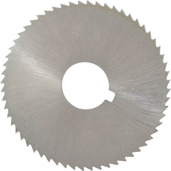 Made in USA - 2-1/4" Diam x 0.091" Blade Thickness x 5/8" Arbor Hole Diam, 60 Tooth Slitting and Slotting Saw - Arbor Connection, Right Hand, Uncoated, High Speed Steel, Concave Ground, Contains Keyway - Exact Tool & Supply