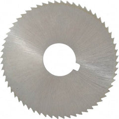 Made in USA - 2-1/4" Diam x 0.091" Blade Thickness x 5/8" Arbor Hole Diam, 60 Tooth Slitting and Slotting Saw - Arbor Connection, Right Hand, Uncoated, High Speed Steel, Concave Ground, Contains Keyway - Exact Tool & Supply