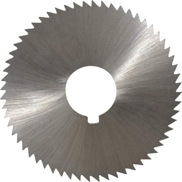 Made in USA - 2-1/4" Diam x 0.102" Blade Thickness x 5/8" Arbor Hole Diam, 60 Tooth Slitting and Slotting Saw - Arbor Connection, Right Hand, Uncoated, High Speed Steel, Concave Ground, Contains Keyway - Exact Tool & Supply