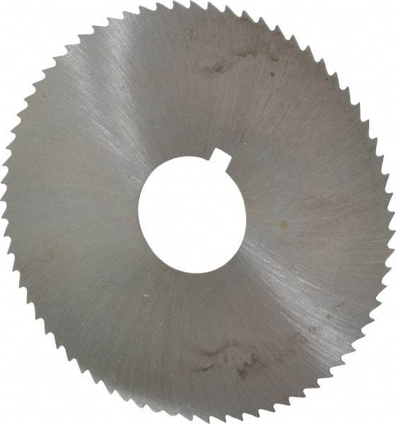 Made in USA - 2-3/4" Diam x 0.02" Blade Thickness x 3/4" Arbor Hole Diam, 72 Tooth Slitting and Slotting Saw - Arbor Connection, Right Hand, Uncoated, High Speed Steel, Concave Ground, Contains Keyway - Exact Tool & Supply
